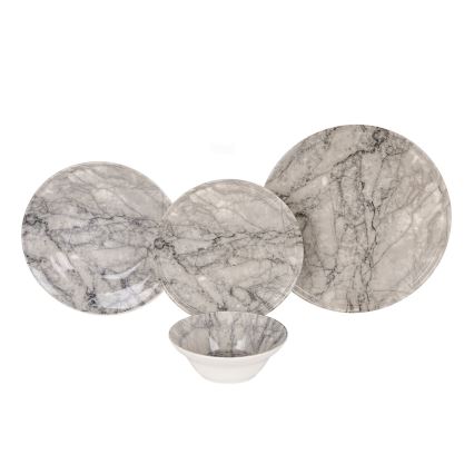 24-piece beige/gray ceramic dinnerware set