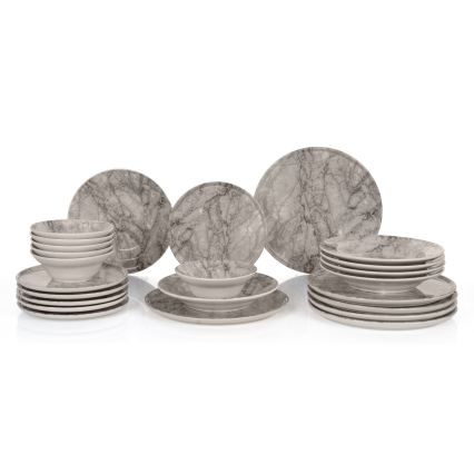 24-piece beige/gray ceramic dinnerware set