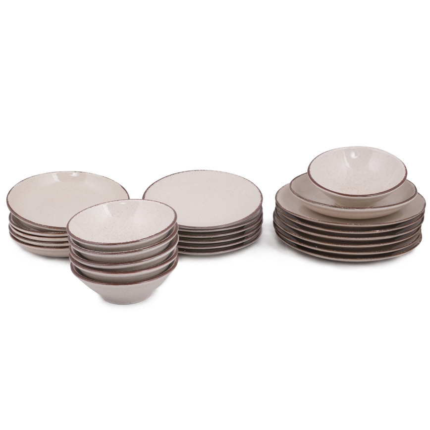 24-piece beige porcelain dining set