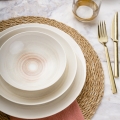 24-piece beige porcelain dinner set