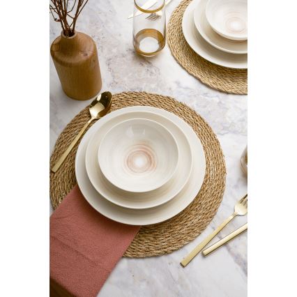 24-piece beige porcelain dinner set