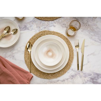 24-piece beige porcelain dinner set