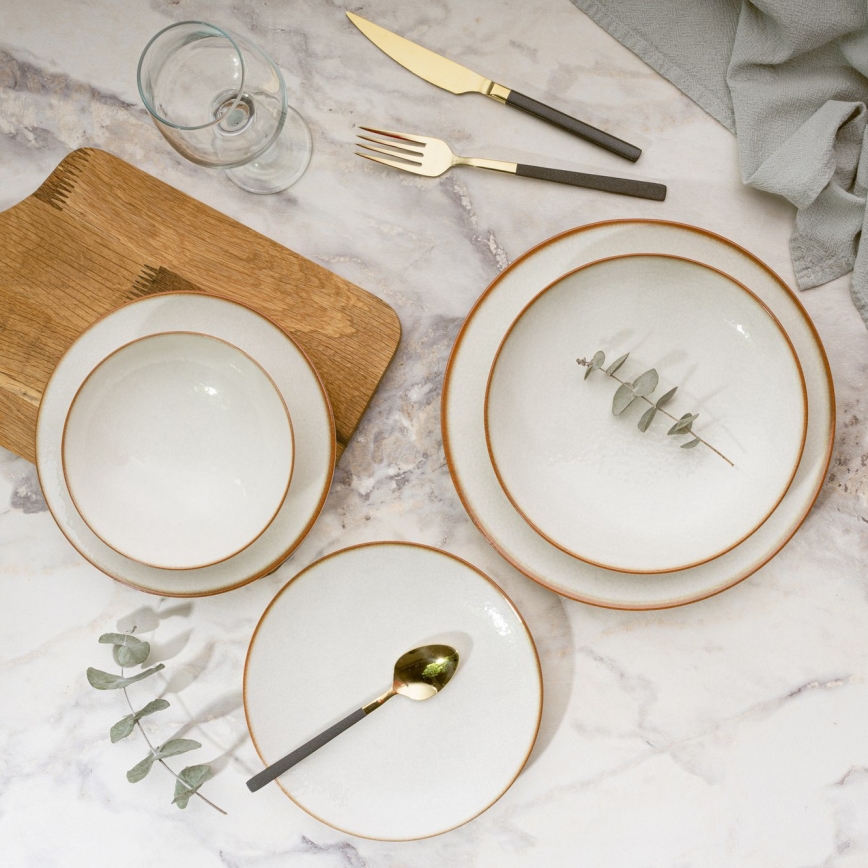 24-Piece Beige Porcelain Dinner Set