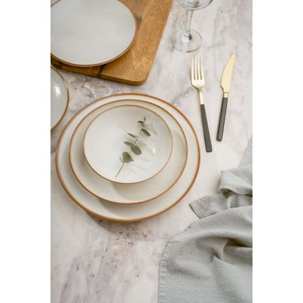 24-Piece Beige Porcelain Dinner Set