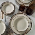 24-piece beige porcelain dinnerware set