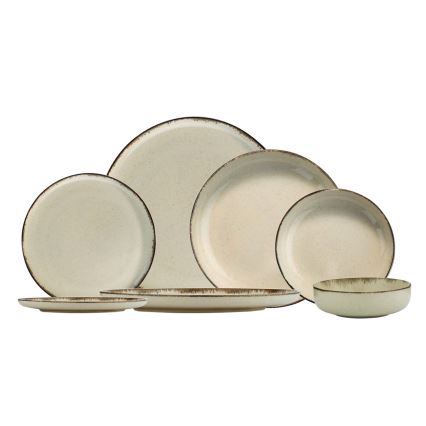 24-piece beige porcelain dinnerware set