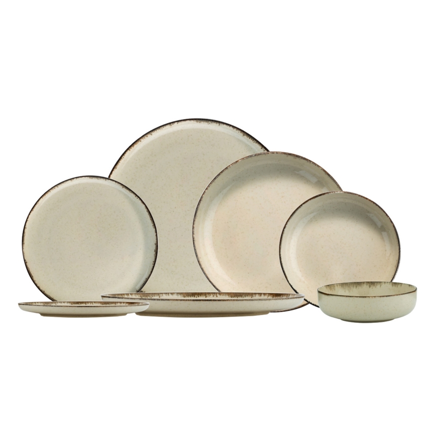 24-piece beige porcelain dinnerware set