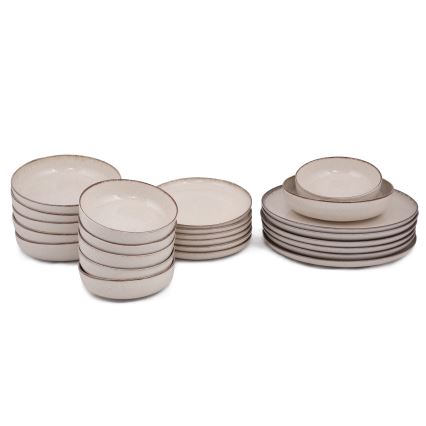 24-piece beige porcelain dinnerware set
