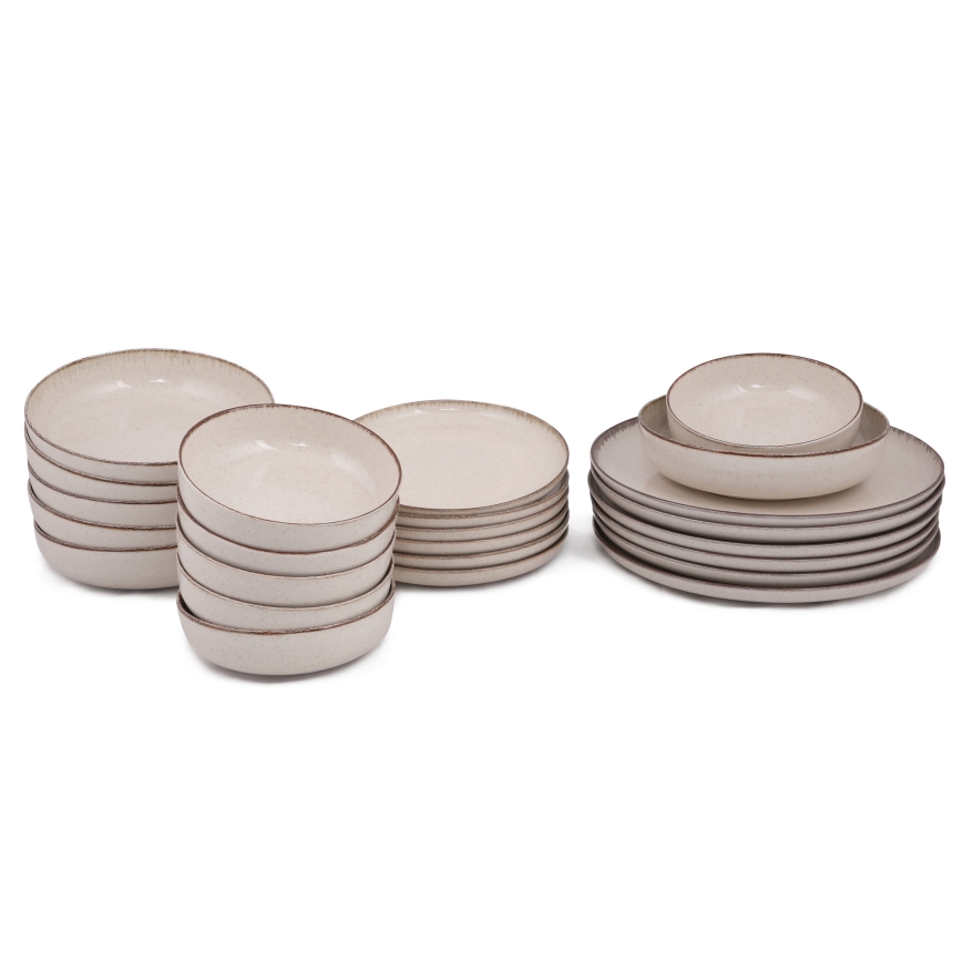 24-piece beige porcelain dinnerware set