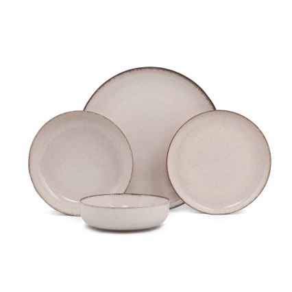 24-piece beige porcelain dinnerware set