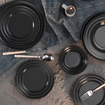24-piece black porcelain dinner set