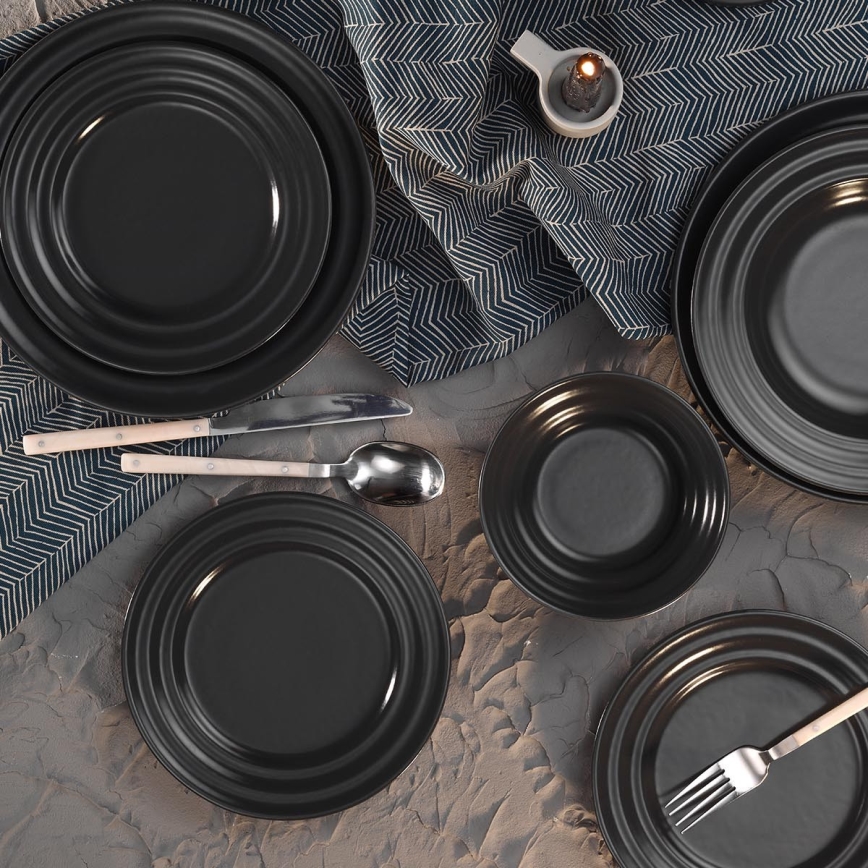 24-piece black porcelain dinner set
