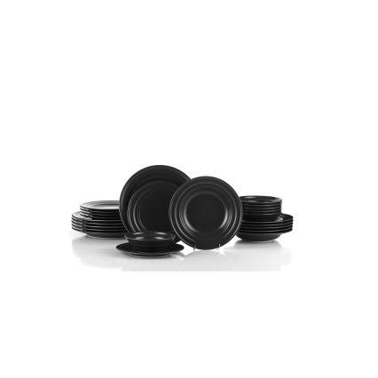 24-piece black porcelain dinner set