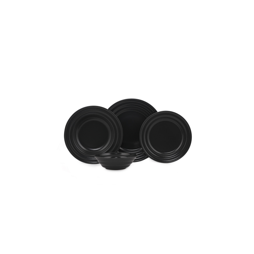 24-piece black porcelain dinner set