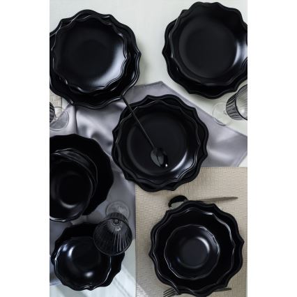24-piece Black Stoneware Dinner Set