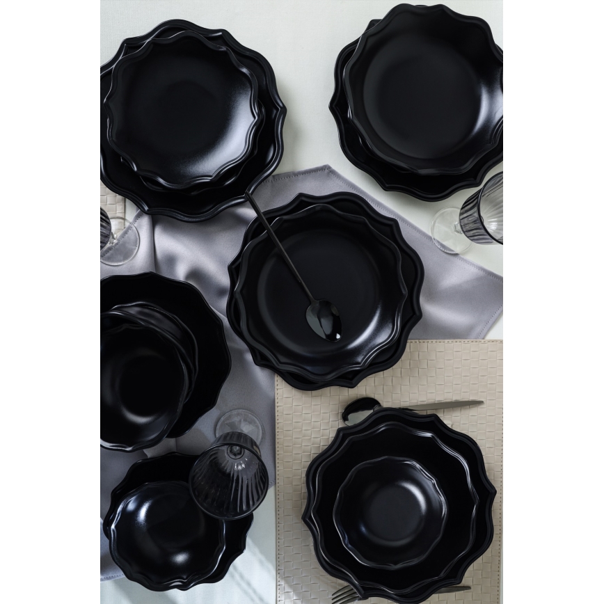 24-piece Black Stoneware Dinner Set