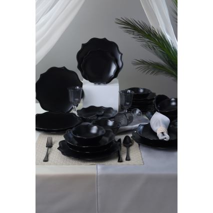 24-piece Black Stoneware Dinner Set