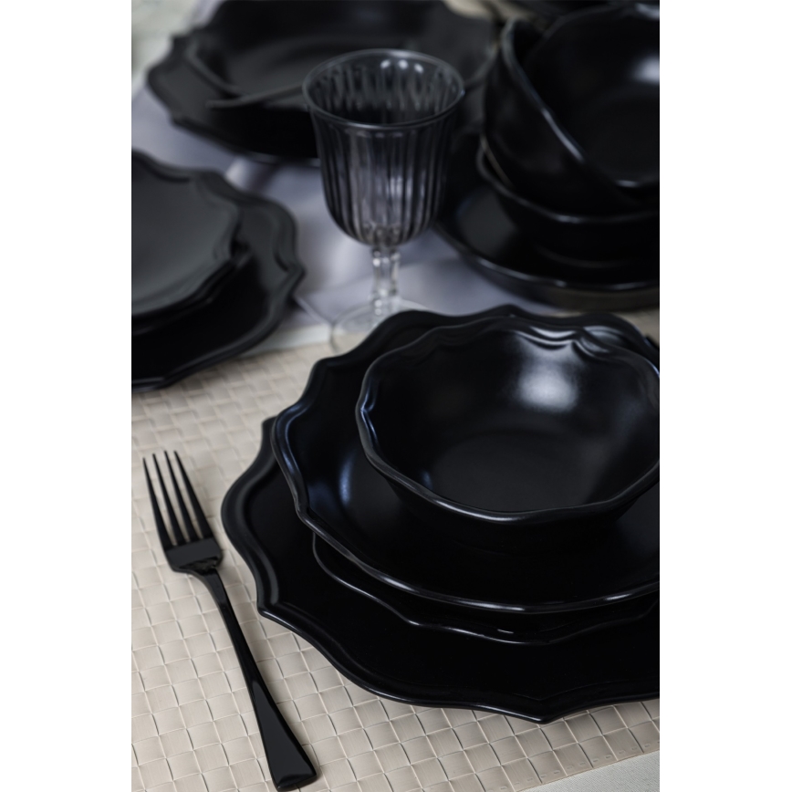 24-piece Black Stoneware Dinner Set