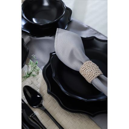 24-piece Black Stoneware Dinner Set