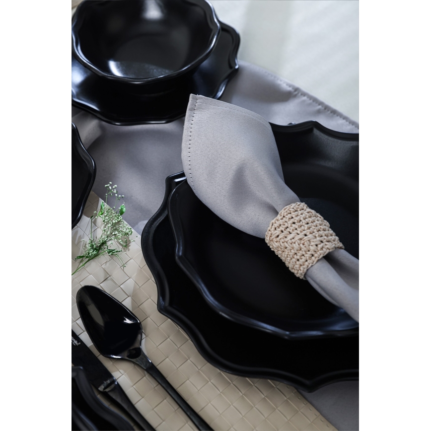 24-piece Black Stoneware Dinner Set