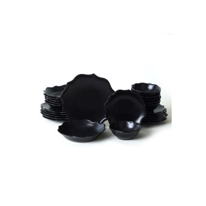 24-piece Black Stoneware Dinner Set