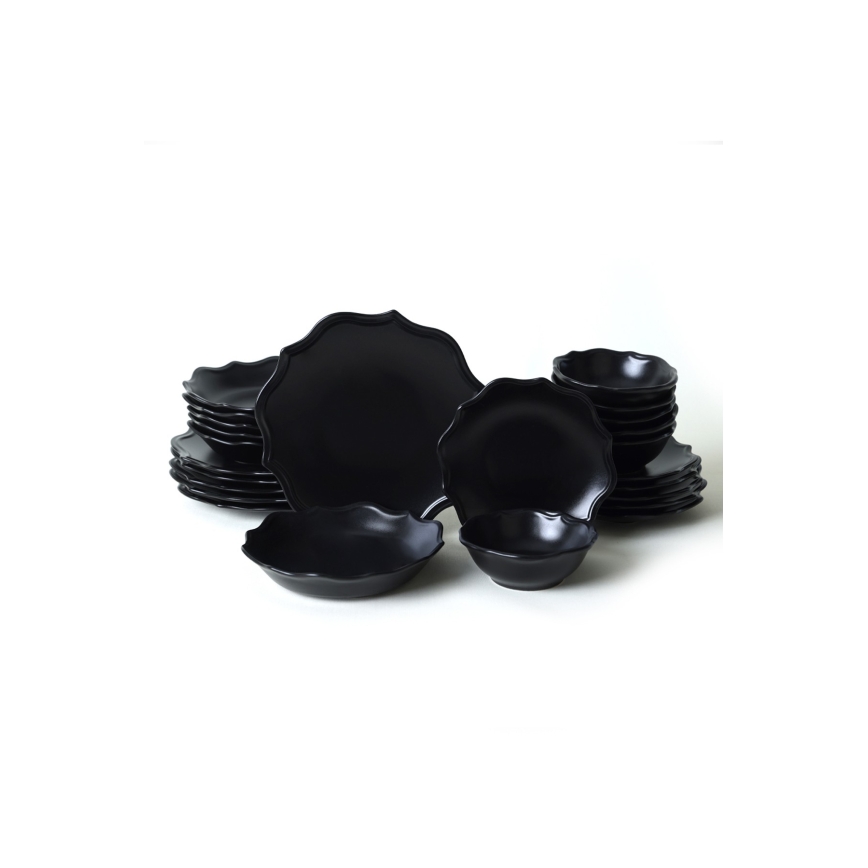 24-piece Black Stoneware Dinner Set