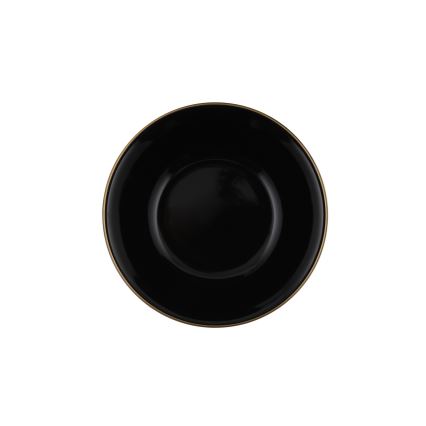 24-piece black stoneware dinner set with gold accents