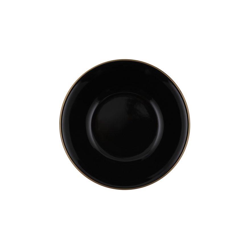 24-piece black stoneware dinner set with gold accents