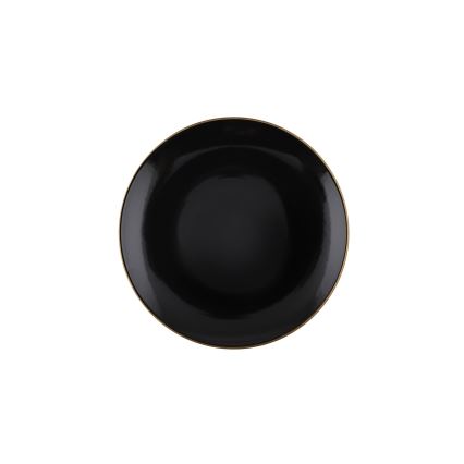 24-piece black stoneware dinner set with gold accents