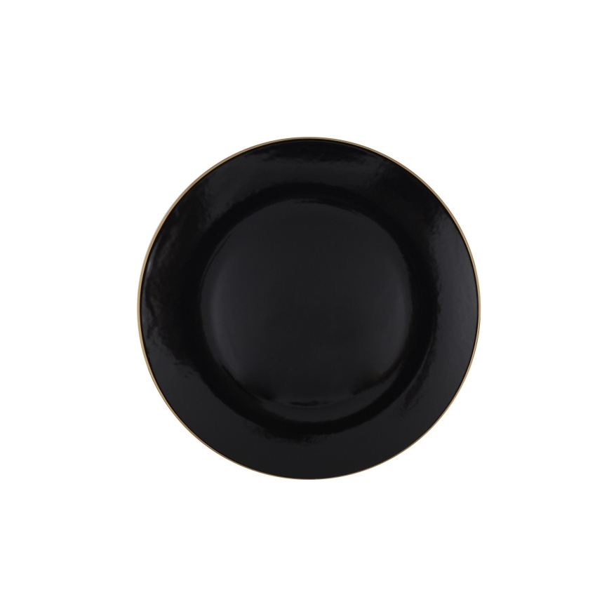 24-piece black stoneware dinner set with gold accents