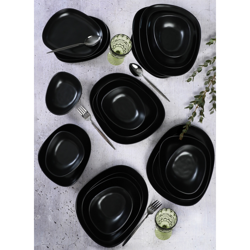 24-piece black stoneware dinnerware set