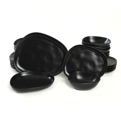 24-piece black stoneware dinnerware set