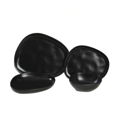 24-piece black stoneware dinnerware set