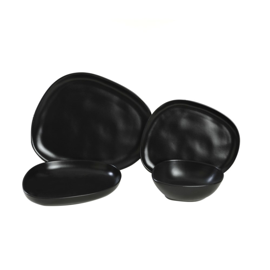 24-piece black stoneware dinnerware set