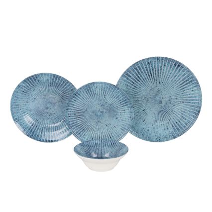24-piece blue ceramic dinnerware set
