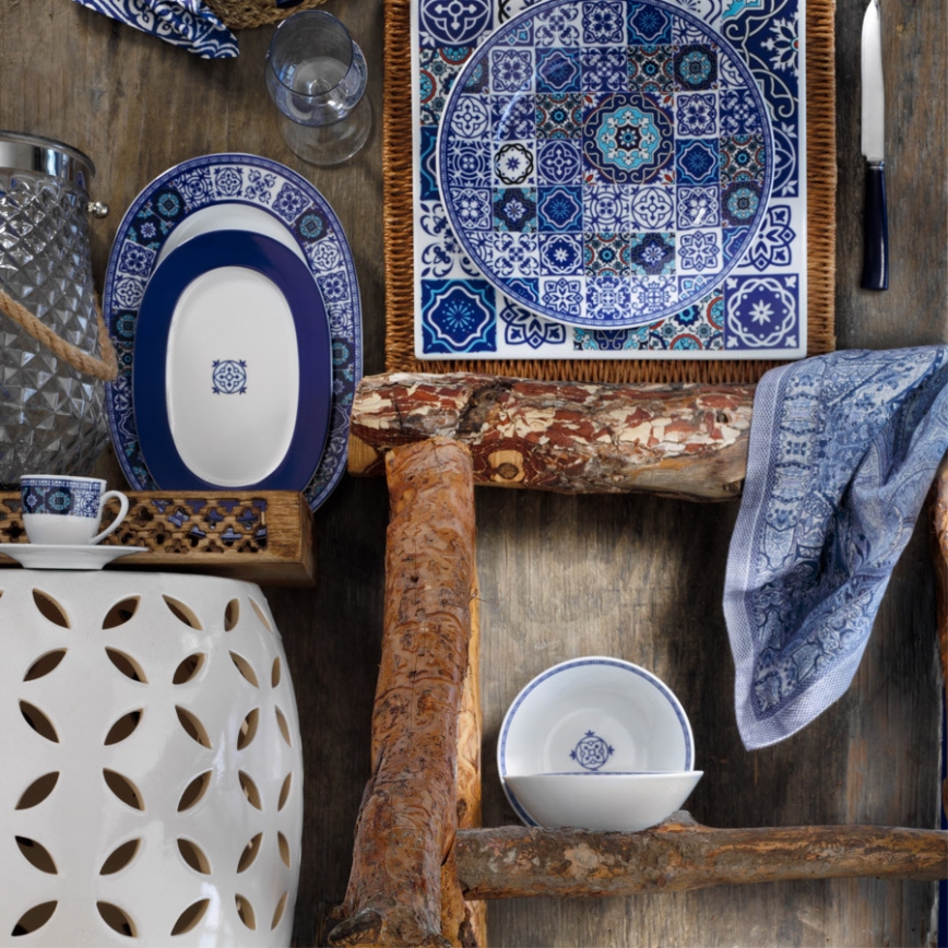 24-piece Blue Porcelain Dinner Set