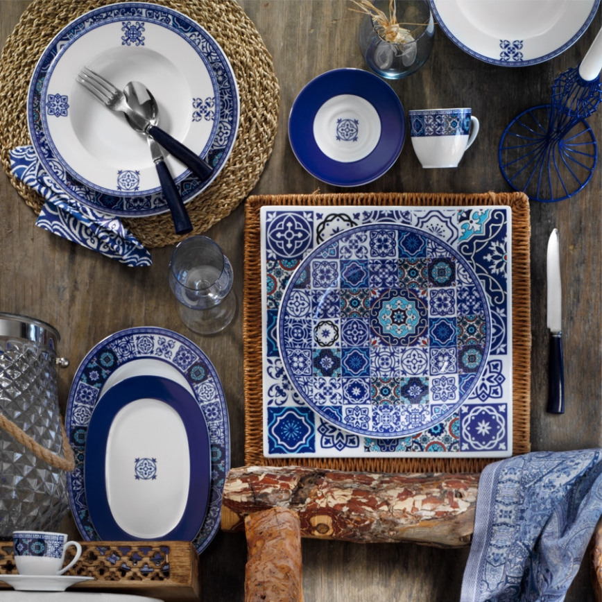 24-piece Blue Porcelain Dinner Set