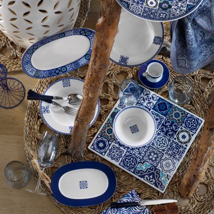 24-piece Blue Porcelain Dinner Set