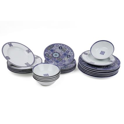 24-piece Blue Porcelain Dinner Set