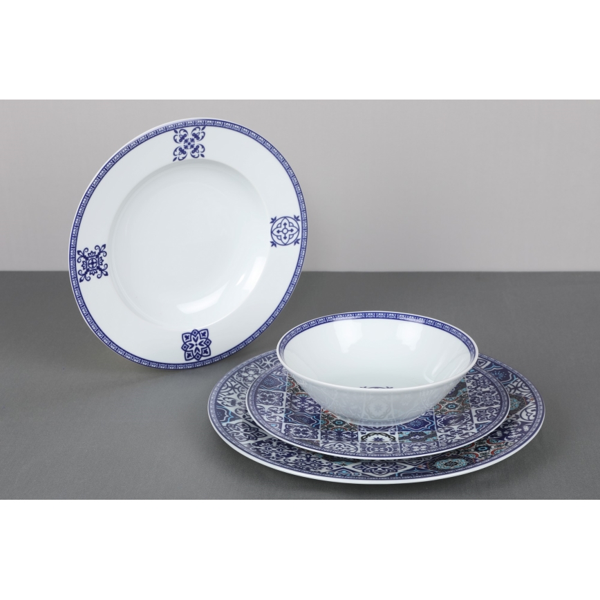 24-piece Blue Porcelain Dinner Set