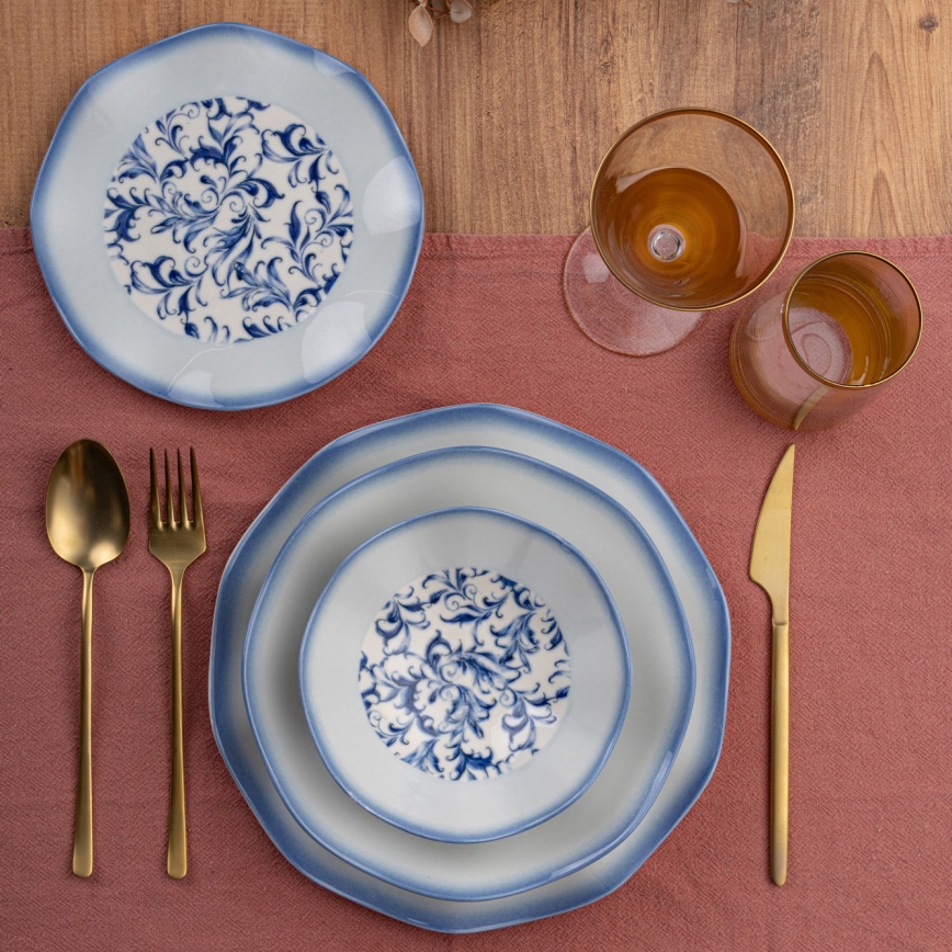 24-Piece Blue Porcelain Dinner Set