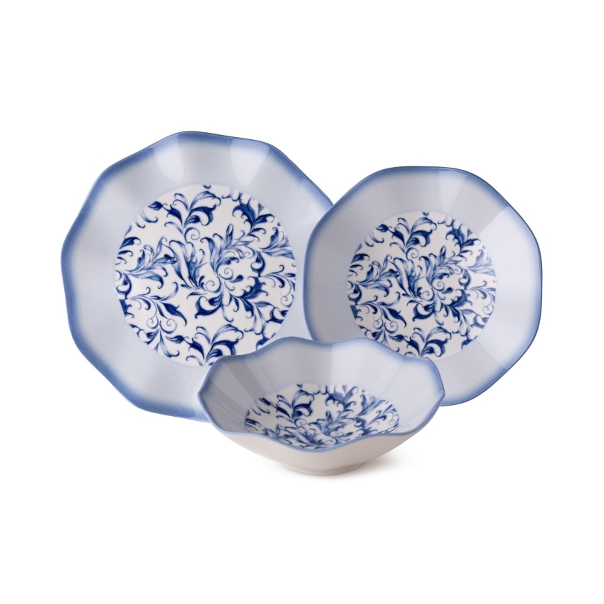 24-Piece Blue Porcelain Dinner Set