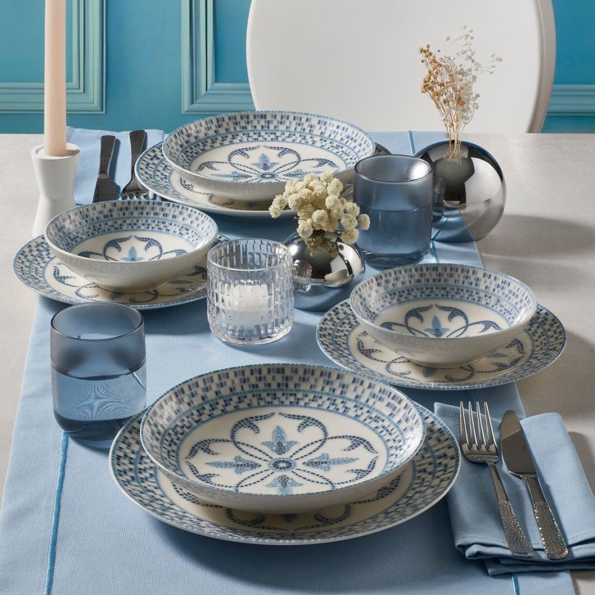 24-piece Blue Porcelain Dinner Set