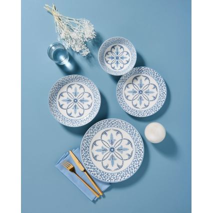24-piece Blue Porcelain Dinner Set