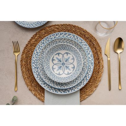24-piece Blue Porcelain Dinner Set