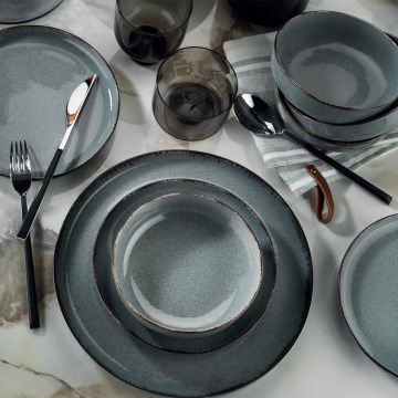 24-Piece Blue/Porcelain Dinner Set