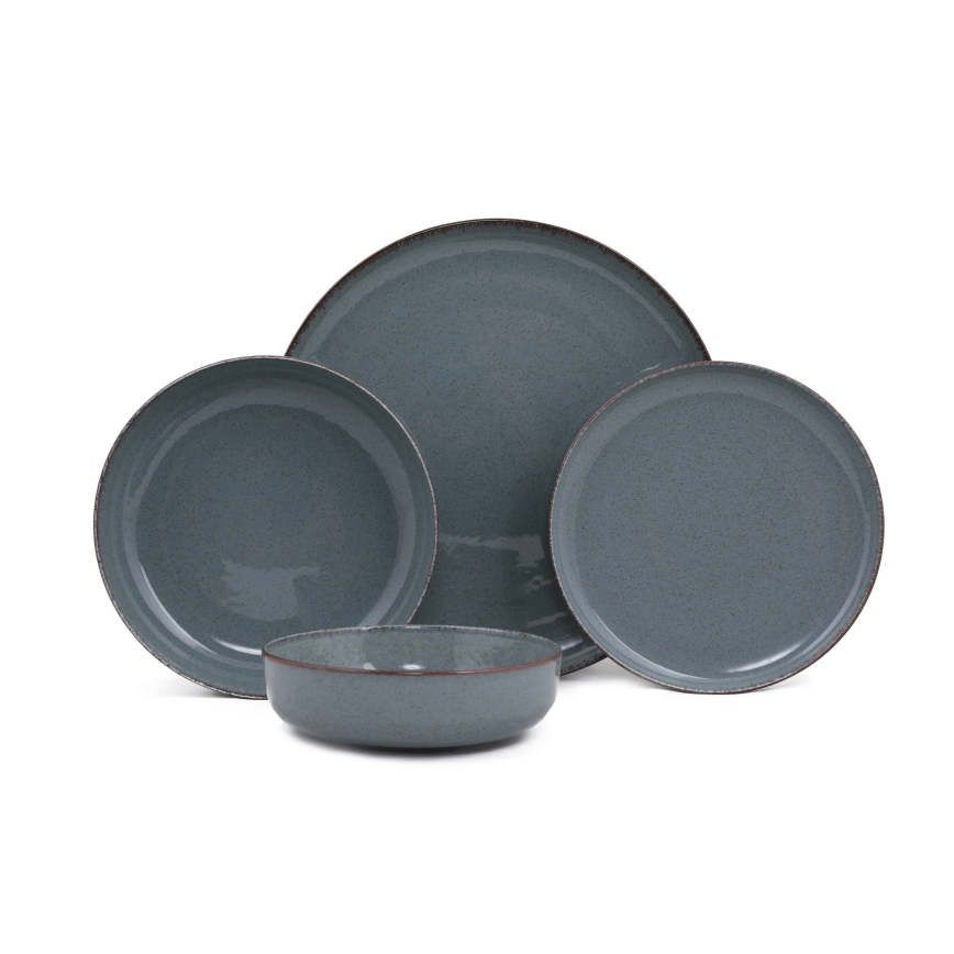 24-Piece Blue/Porcelain Dinner Set