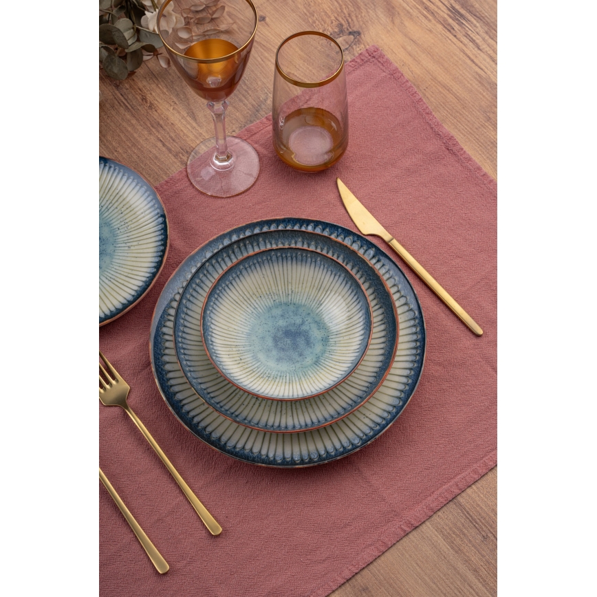 24-piece blue porcelain dinnerware set