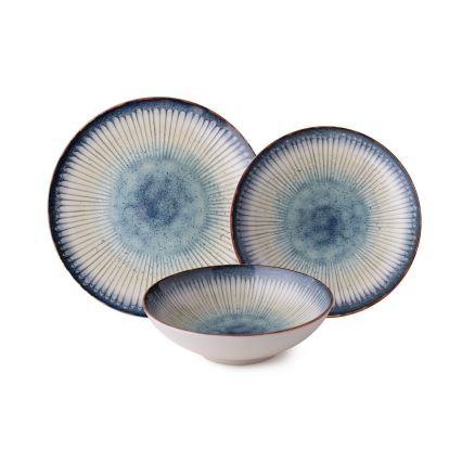 24-piece blue porcelain dinnerware set