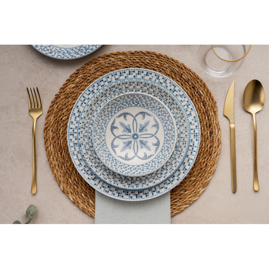 24-piece blue porcelain dinnerware set